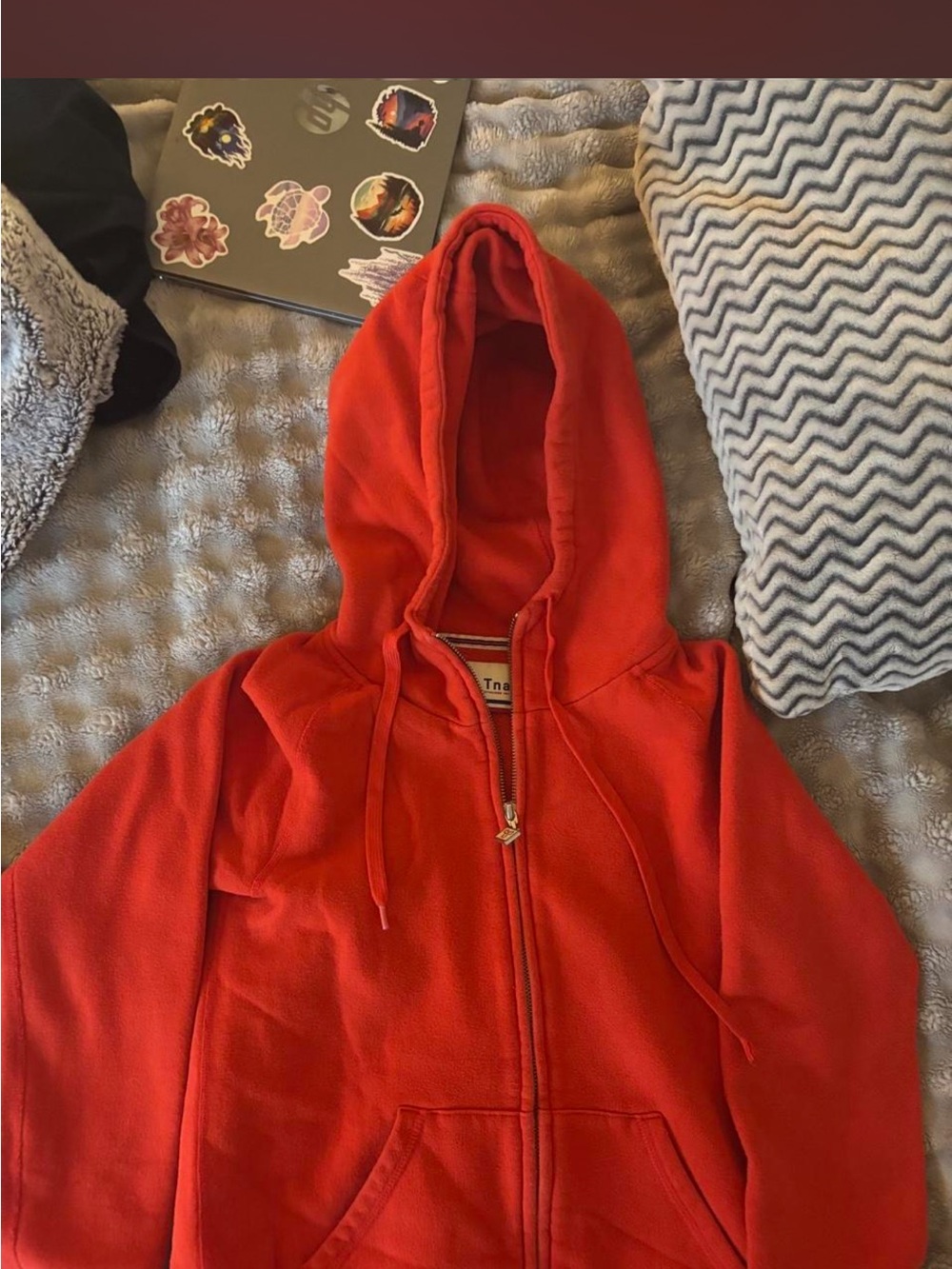 Red Hooded Zip-Up Jacket